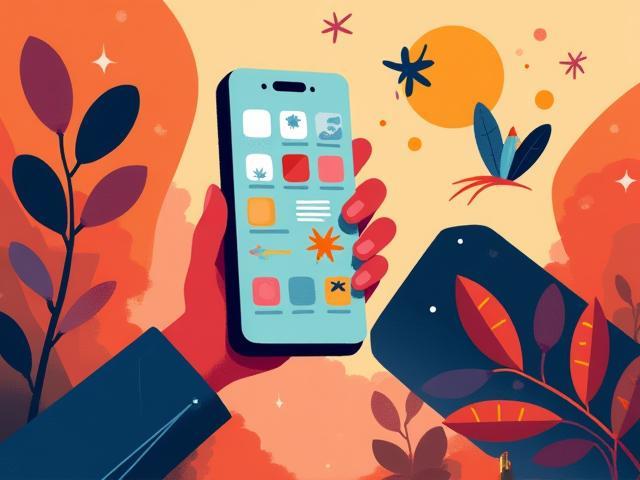 Ilustrácia smartfónu so symbolmi peňazí a bezpečnosti v modernom dizajne