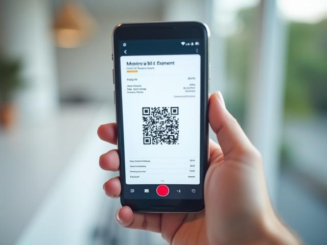 Ilustrácia skenovania QR kódu faktúry v aplikácii MobilFinancie